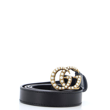 Gucci Pearly GG Marmont Belt Leather Thin