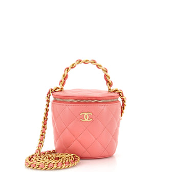 Chanel Woven Chain Top Handle Vanity Bucket Bag Quilted Lambskin