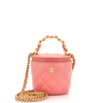 Chanel Woven Chain Top Handle Vanity Bucket Bag Quilted Lambskin