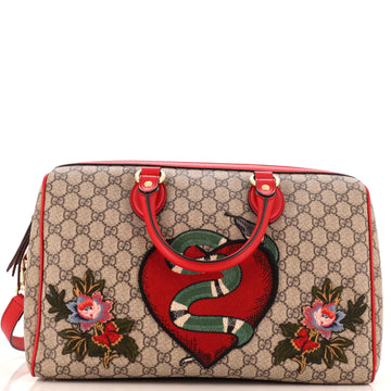 Gucci Convertible Boston Bag Embroidered GG Coated Canvas Medium