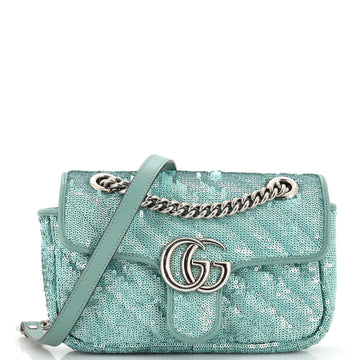 Gucci GG Marmont Flap Bag Diagonal Quilted Sequins Mini