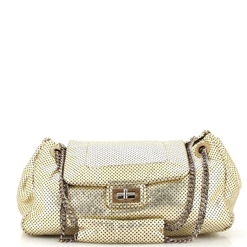 Chanel Drill Accordion Flap Bag Perforated Leather Large