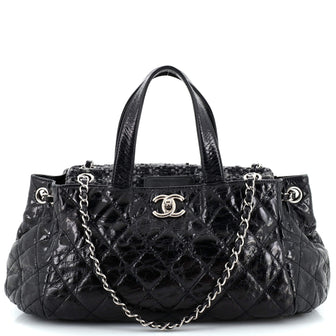 Chanel Portobello Tote Quilted Glazed Calfskin and Tweed East West