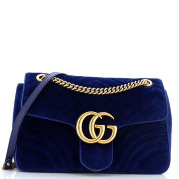 Gucci GG Marmont Flap Bag Matelasse Velvet Medium