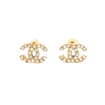 Chanel CC Stud Earrings Metal with Crystals
