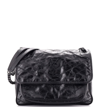 Saint Laurent Niki Chain Flap Bag Matelasse Chevron Leather Medium