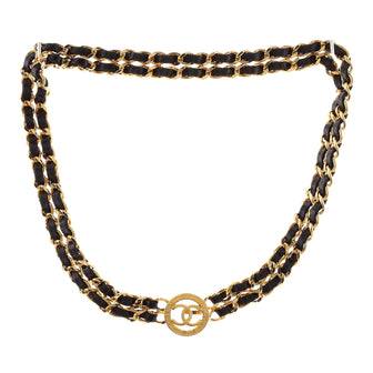 Chanel Vintage Double Chain CC Belt Metal and Leather