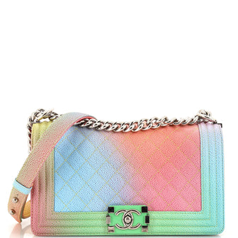 Chanel Rainbow Boy Flap Bag Quilted Painted Caviar Old Medium