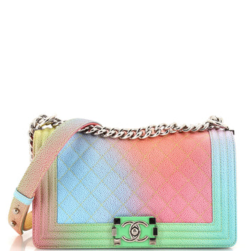 Chanel Rainbow Boy Flap Bag Quilted Painted Caviar Old Medium