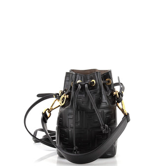 Fendi Mon Tresor Bucket Bag Zucca Embossed Leather Mini