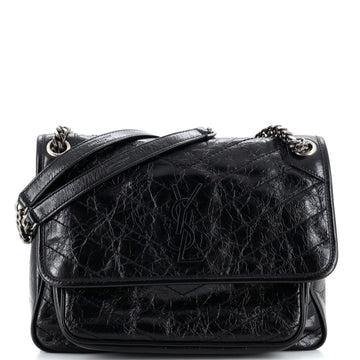 Saint Laurent Niki Chain Flap Bag Matelasse Chevron Leather Medium