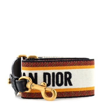 Christian Dior Logo Shoulder Strap Embroidered Canvas