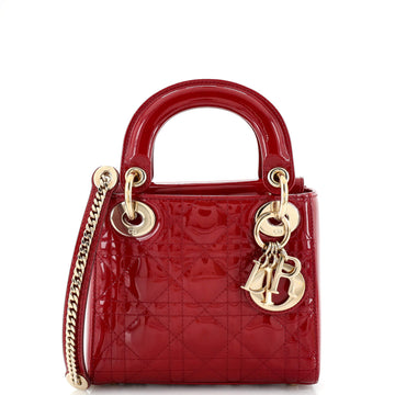 Christian Dior Lady Dior Chain Bag Cannage Quilt Patent Mini