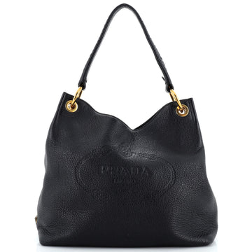 Prada Logo Hobo Embossed Vitello Daino Medium