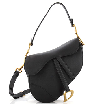 Christian Dior Saddle Handbag with Strap Leather Medium