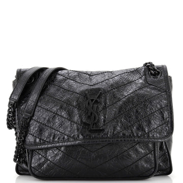 Saint Laurent Niki Chain Flap Bag Matelasse Chevron Leather Medium