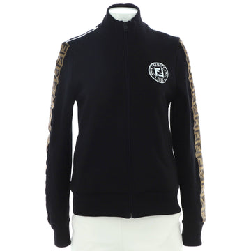 Fendi Women's Logo Tape Zip Track Jacket Polyamide and Cotton
