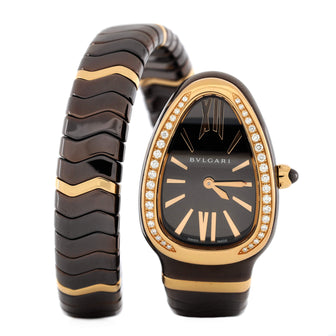 Bvlgari Serpenti Spiga Single Spiral Quartz Watch Ceramic and Rose Gold with Diamond Bezel 23