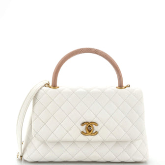 Chanel Coco Top Handle Bag Quilted Caviar with Lizard Small