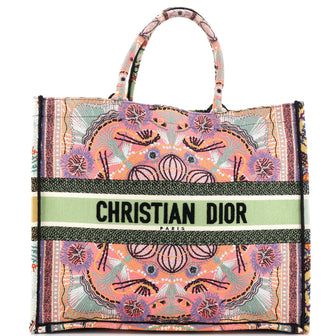 Christian Dior Book Tote Embroidered Canvas Large
