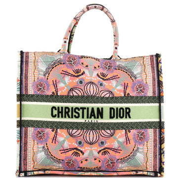 Christian Dior Book Tote Embroidered Canvas Large