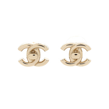 Chanel CC Turnlock Stud Earrings Metal