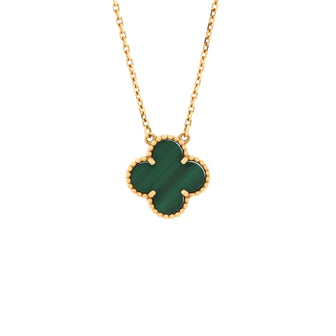 Van Cleef & Arpels Vintage Alhambra Pendant Necklace 18K Yellow Gold and Malachite