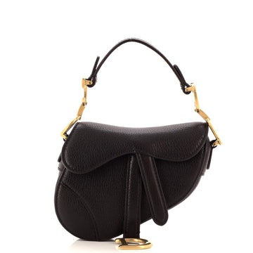 Christian Dior Saddle Handbag Leather Micro