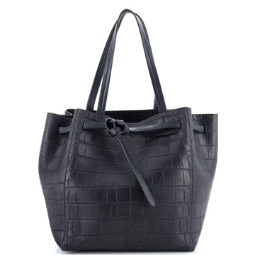 Celine Phantom Tie Cabas Tote Crocodile Embossed Leather Small