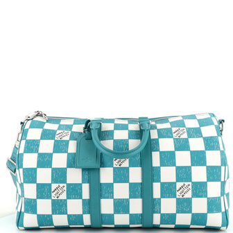 Louis Vuitton Keepall Bandouliere Bag Pencil Effect Damier Printed Leather 45