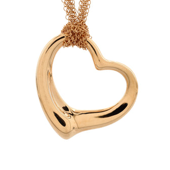 Tiffany & Co. Elsa Peretti Open Heart Mesh Pendant Necklace 18K Rose Gold 36mm