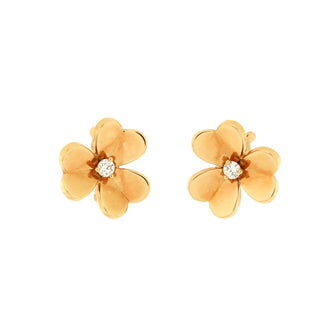 Van Cleef & Arpels Frivole Stud Earrings 18K Yellow Gold with Diamonds Small