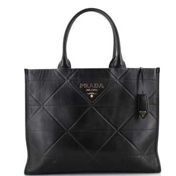 Prada Symbole Shopper Tote Embossed Leather Medium