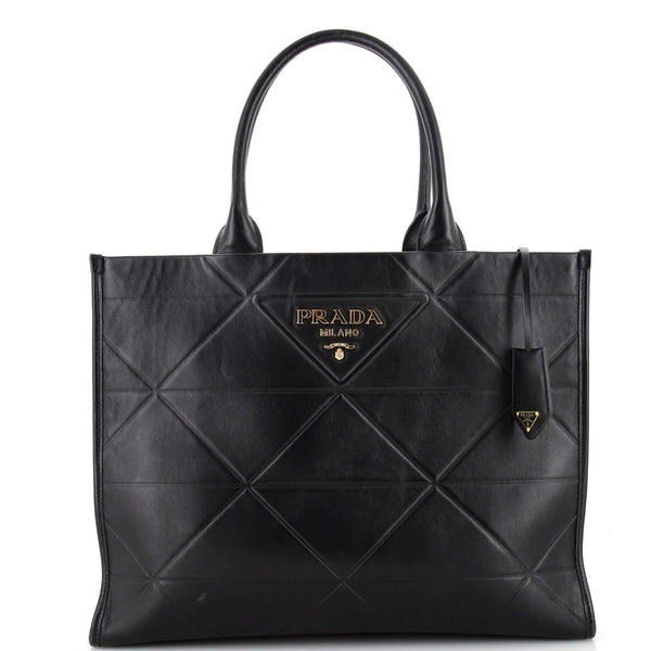 Prada Symbole Shopper Tote Embossed Leather Medium 266312