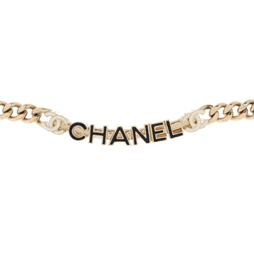Chanel Logo CC Plate Choker Necklace Metal with Enamel