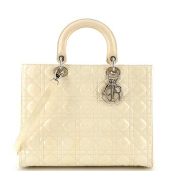 Christian Dior Lady Dior Bag Cannage Quilt Patent Large