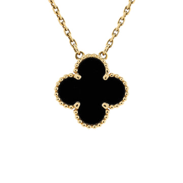 Van Cleef & Arpels Vintage Alhambra Pendant Necklace 18K Yellow Gold and Onyx