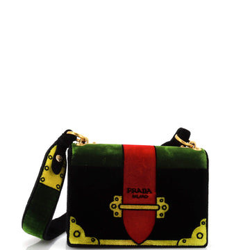 Prada Cahier Crossbody Bag Printed Velvet Small