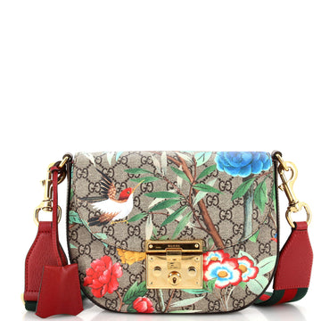 Gucci Padlock Saddle Shoulder Bag Tian Print GG Coated Canvas Medium