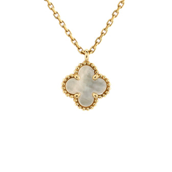 Van Cleef & Arpels Sweet Alhambra Pendant Necklace 18K Yellow Gold and Mother of Pearl