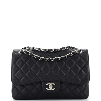 Chanel Classic Double Flap Bag Quilted Caviar Jumbo