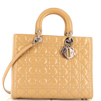 Christian Dior Lady Dior Bag Cannage Quilt Patent Large