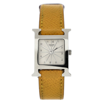 Hermes Heure H Quartz Watch Stainless Steel and Leather 21