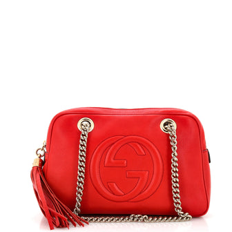 Gucci Soho Chain Zip Shoulder Bag Leather Small