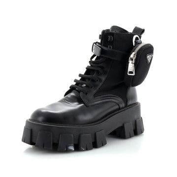 Prada Monolith Combat Boots Leather and Nylon