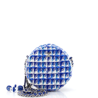 Chanel Lifesaver Round Clutch with Chain Quilted Tweed