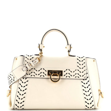 Salvatore Ferragamo Sofia Satchel Laser Cut Leather Medium