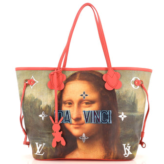 Louis Vuitton Neverfull NM Tote Limited Edition Jeff Koons Da Vinci Print Canvas MM