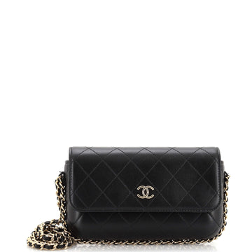 Chanel CC Chain Around Flap Phone Holder with Chain Stitched Leather