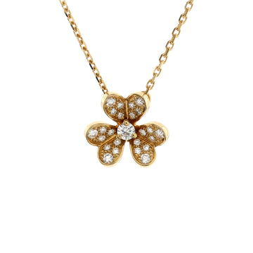 Van Cleef & Arpels Frivole Pendant Necklace 18K Yellow Gold with Pave Diamonds Mini